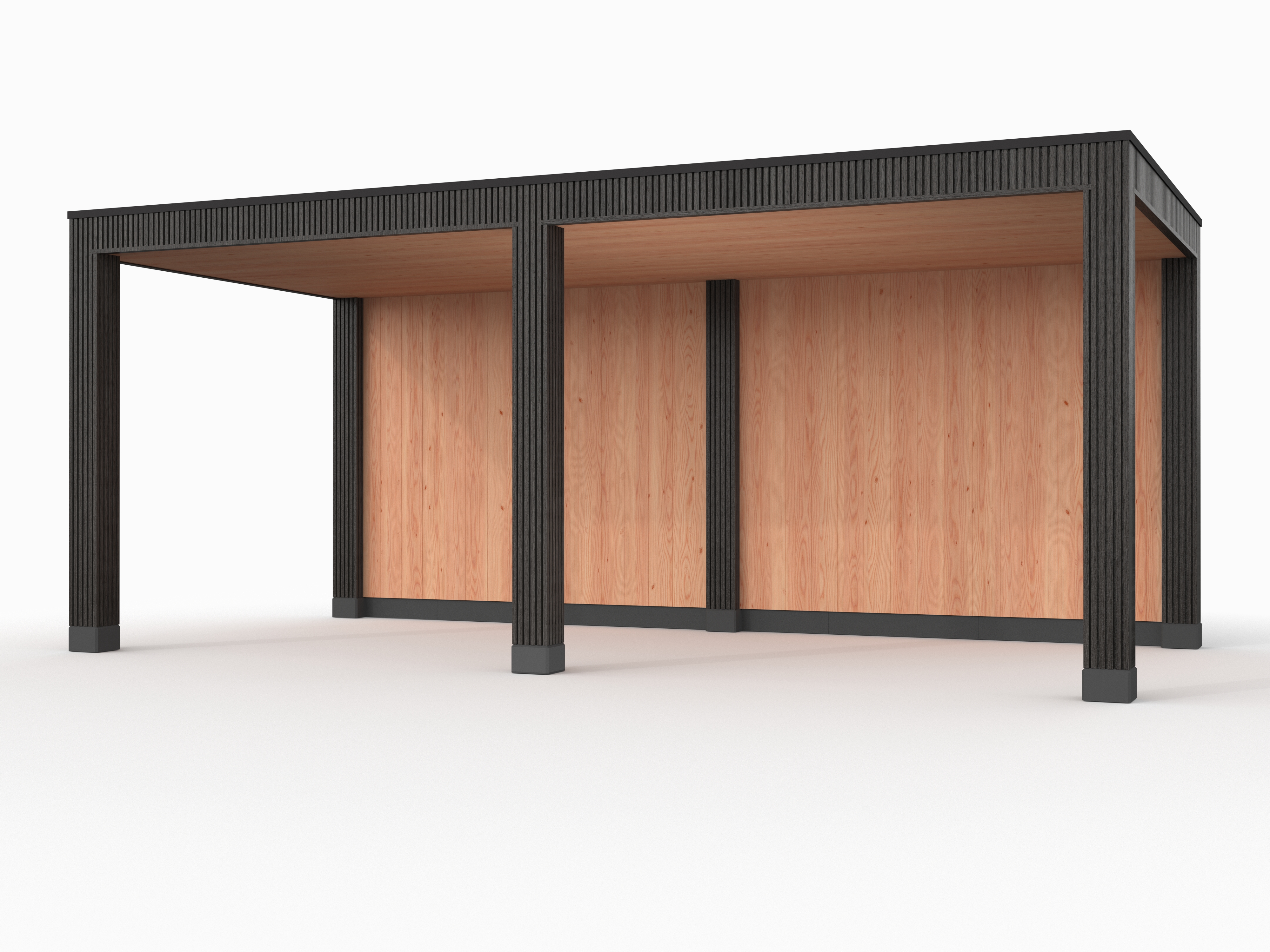 Douglas overkapping, 600 x 300, met achterwand, Westwood Rhombus Zwart - Afbeelding 1